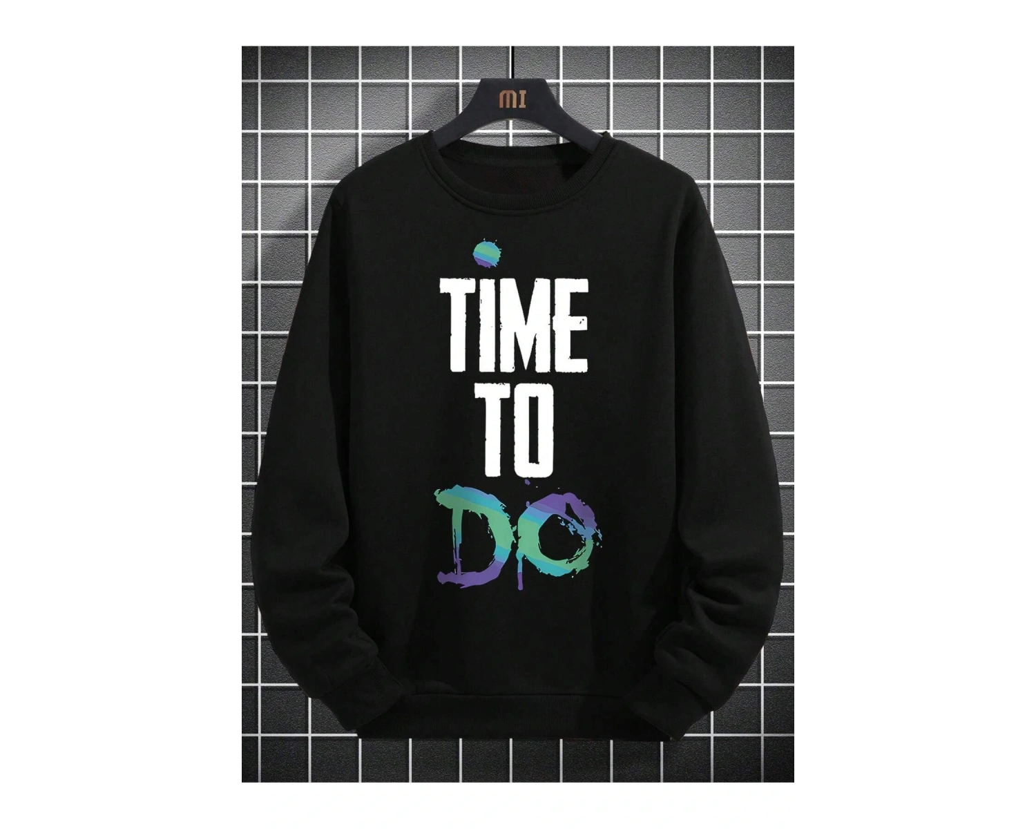 Slogan Graphic Drop Shoulder Sweatshirt Siyah
