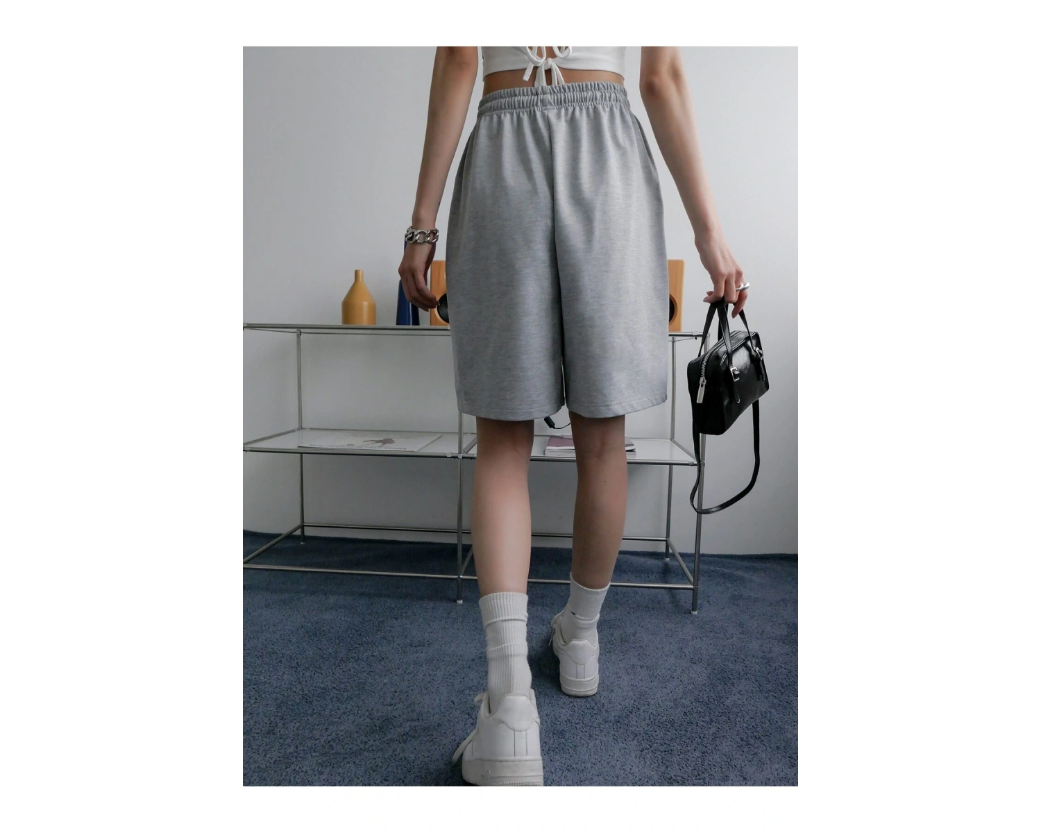 Slogan Graphic Slant Pocket Track Şort