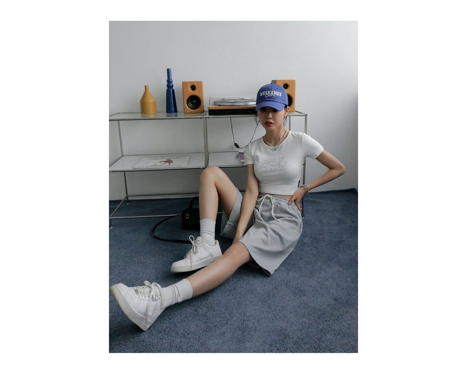 Slogan Graphic Slant Pocket Track Şort