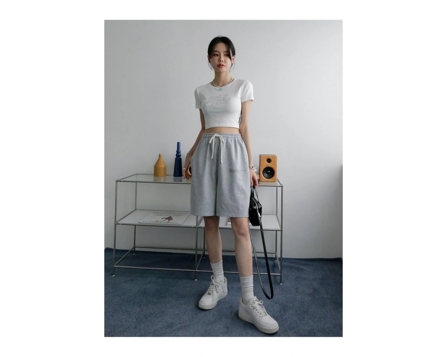 Slogan Graphic Slant Pocket Track Şort