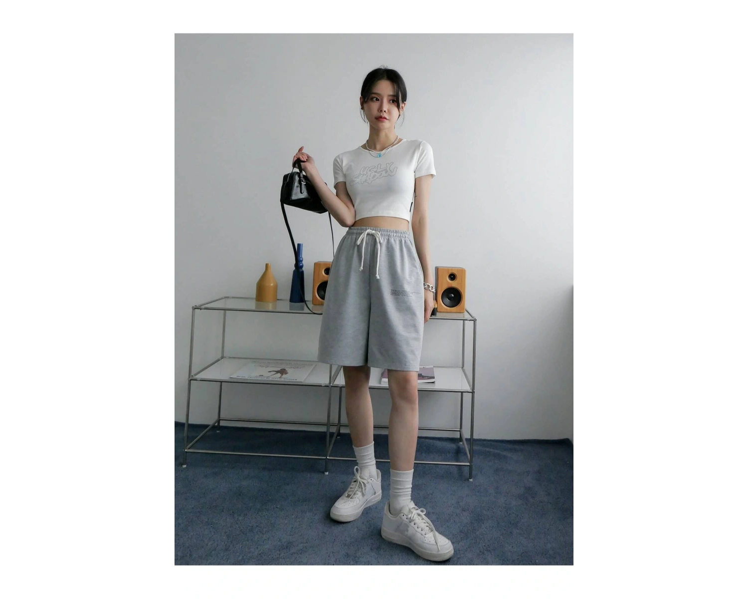 Slogan Graphic Slant Pocket Track Şort