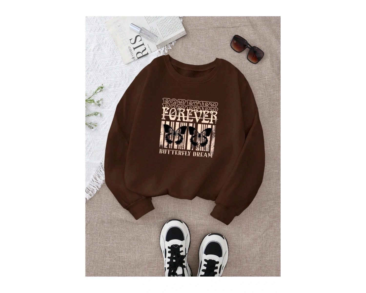 Slogan Graphic Thermal Lined Sweatshirt