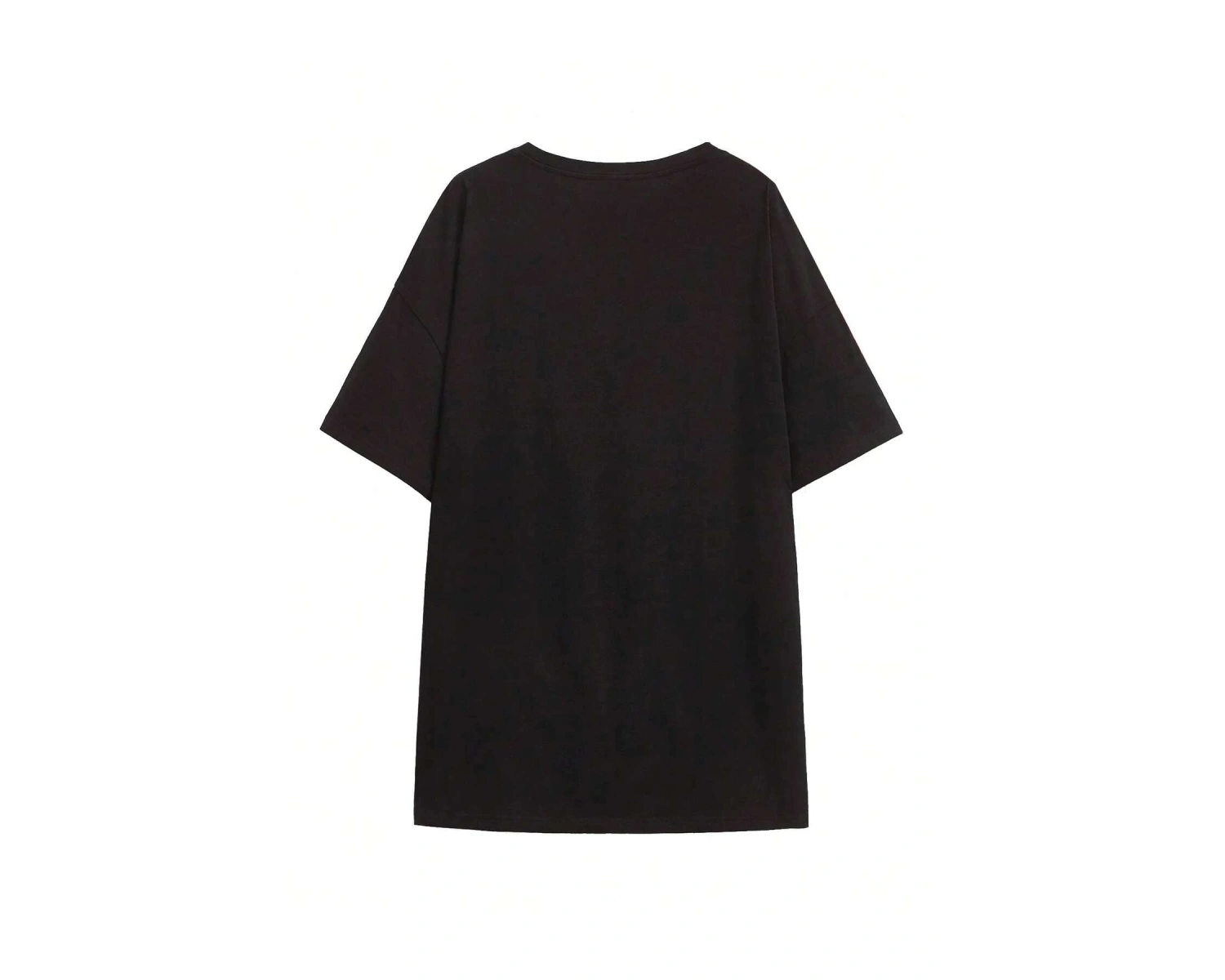 Sloganlı Grafik Düşük Omuz Tişört