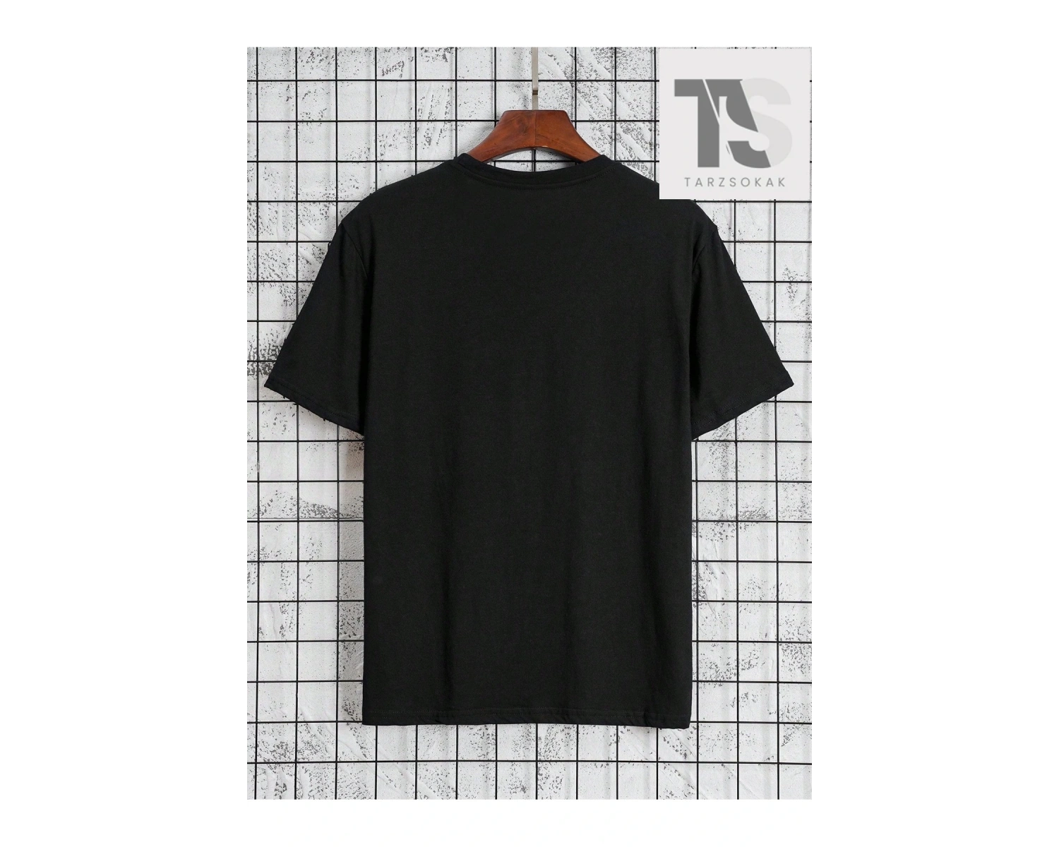 Sloganlı ve Kalpli Siyah Örme Bisiklet Yaka Kısa Kollu Erkek Tişört