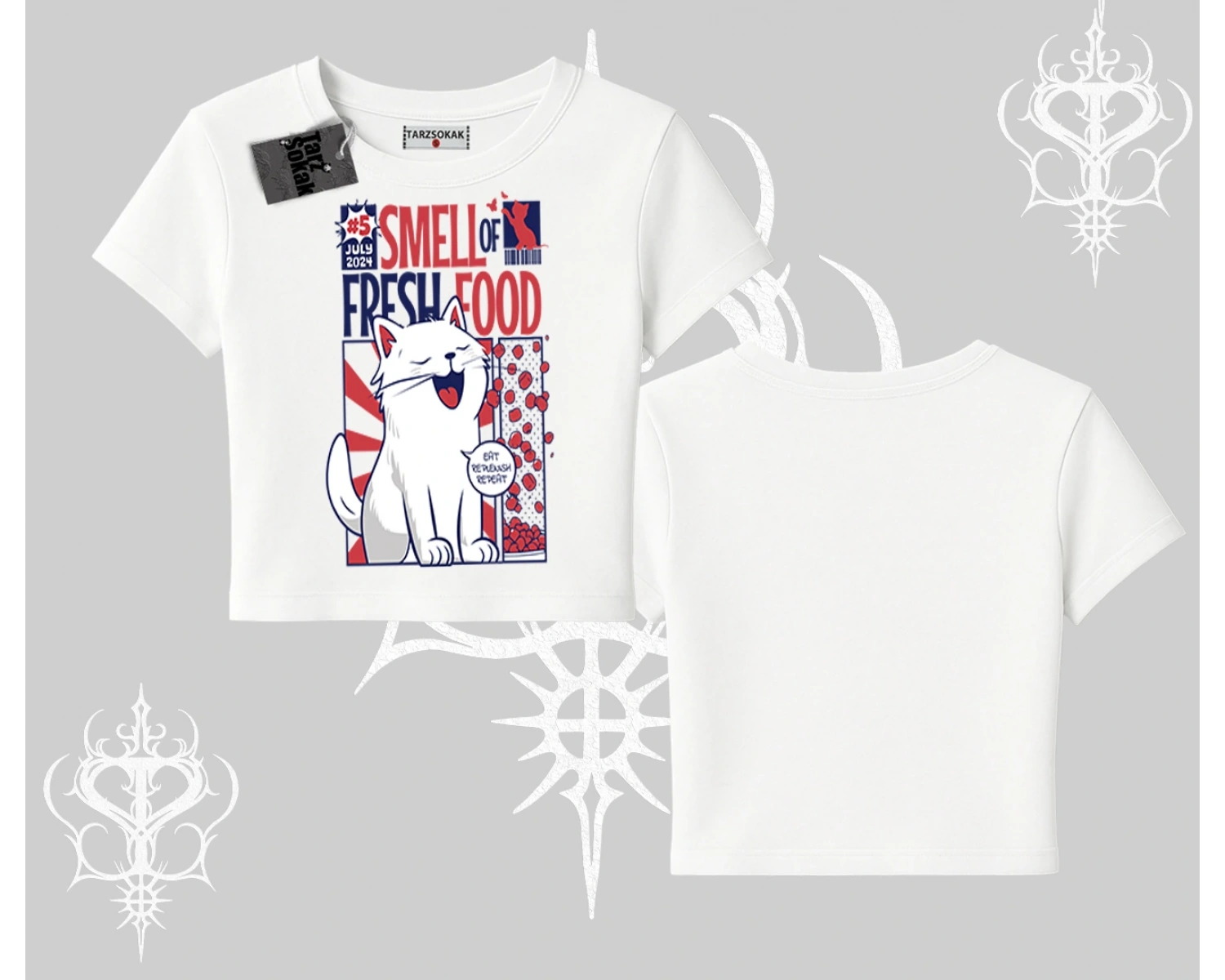 Smell of Fresh Food Kedi Baskılı Babby Tee Tshirt