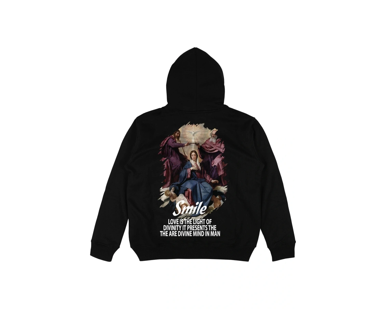 Smile Siyah Oversize Unisex Kapüşonlu Sweatshirt Hoodie