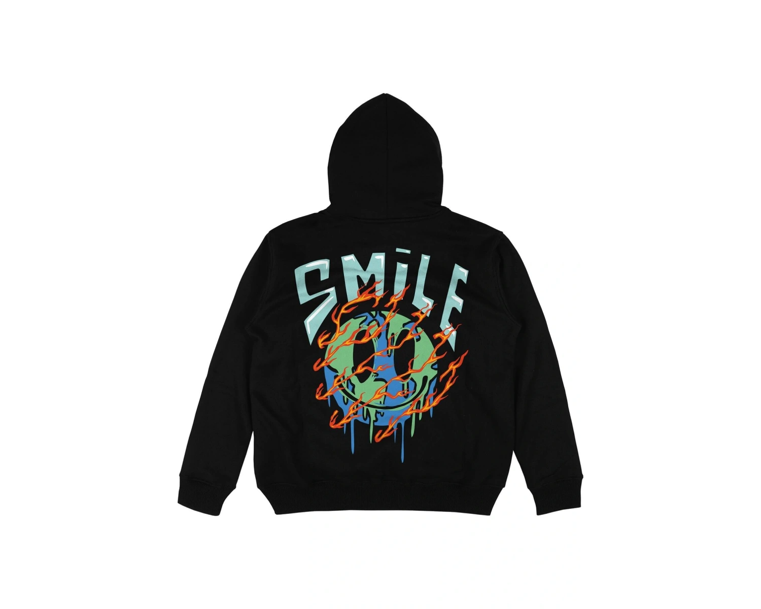 Smile Siyah Oversize Unisex Kapüşonlu Sweatshirt Hoodie