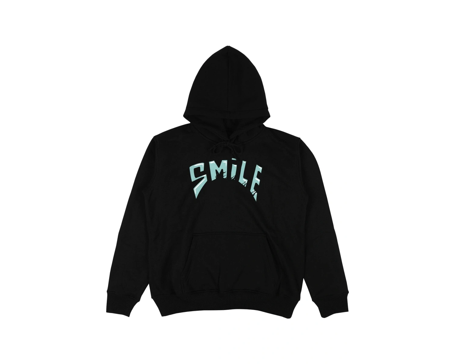 Smile Siyah Oversize Unisex Kapüşonlu Sweatshirt Hoodie