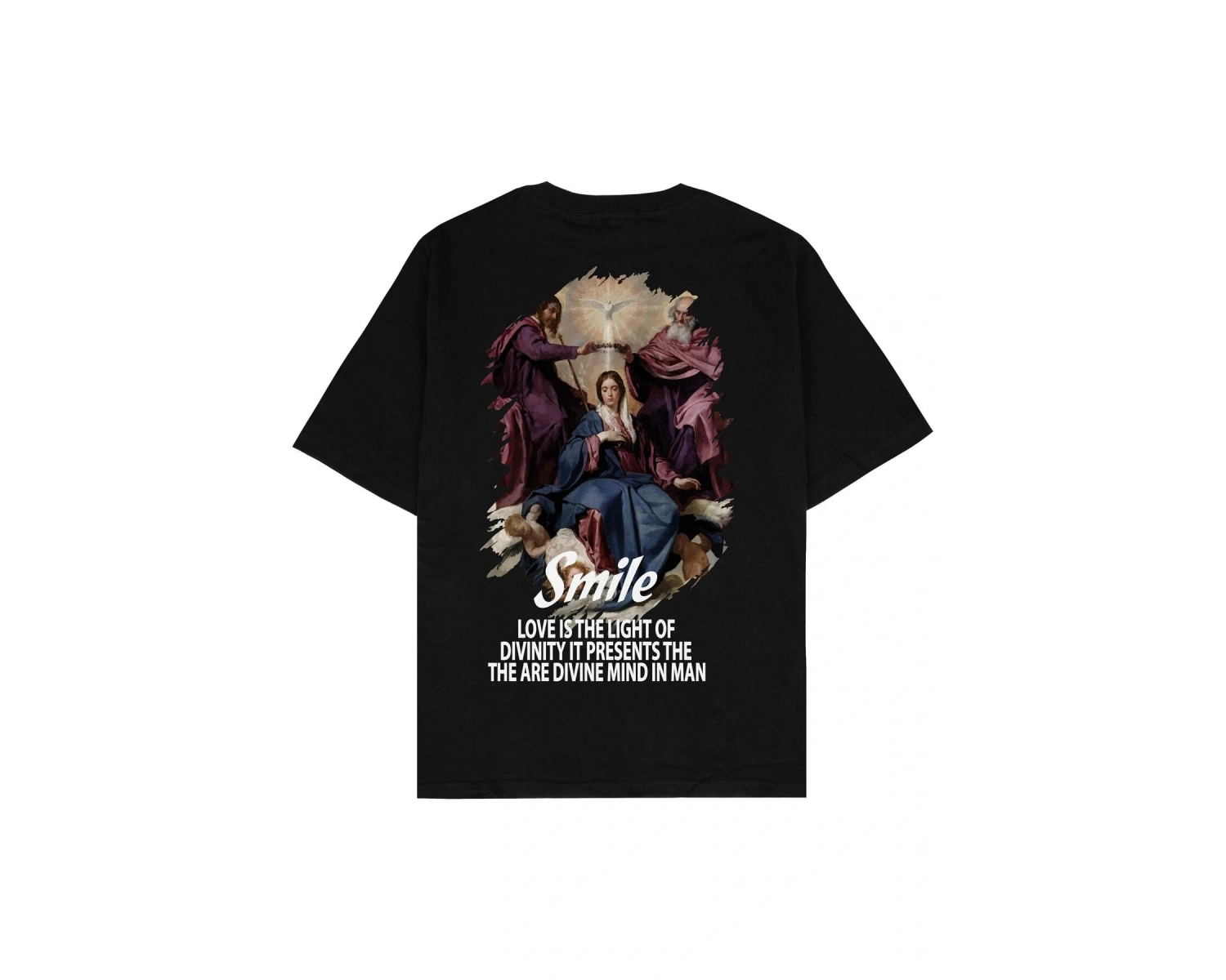 Smile Siyah Oversize Unisex T-shirt
