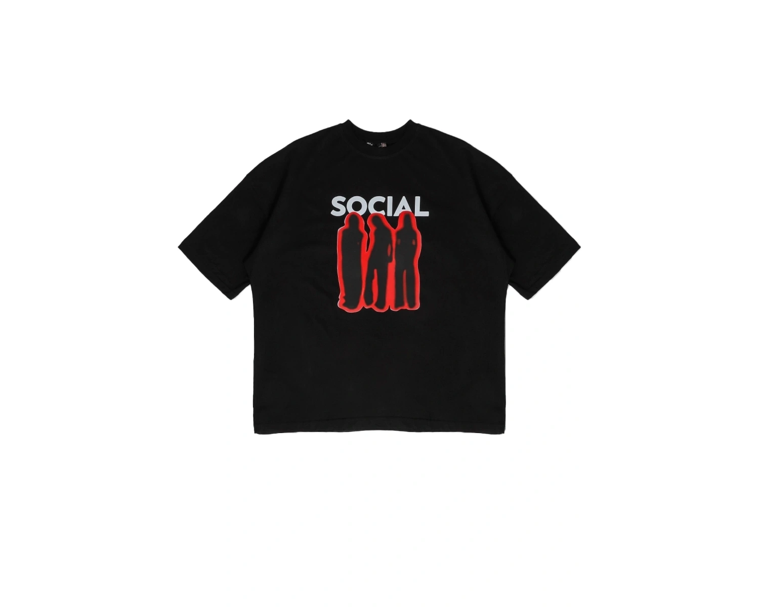 Social Baskılı Beyaz Unisex Oversize