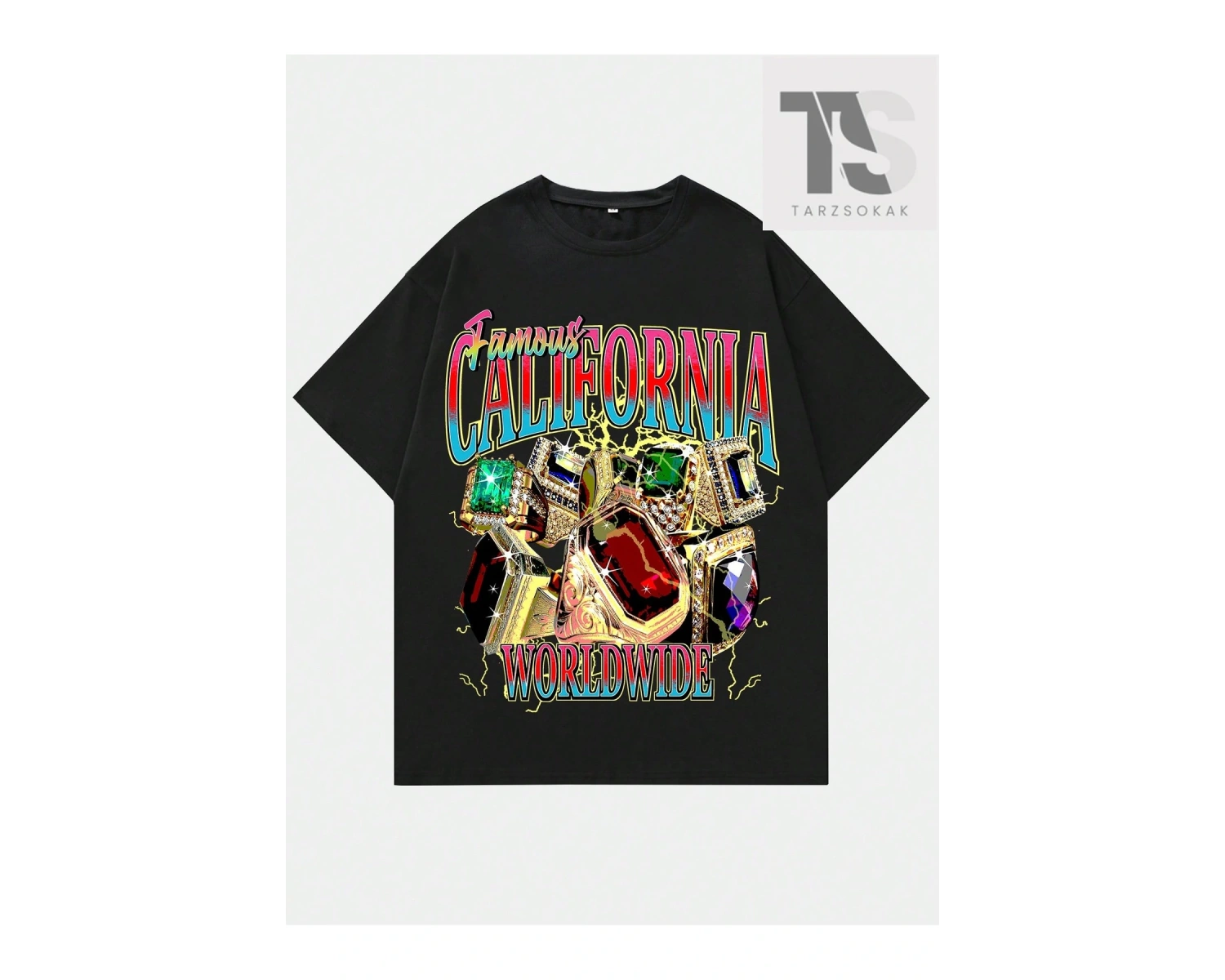 Sokak Hayatı Erkek Mektup Grafik Damla Omuz Tişört