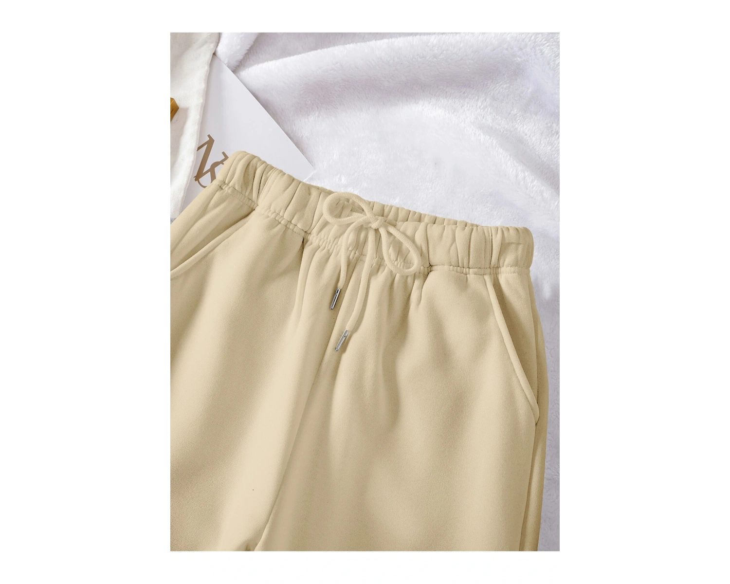 Solid Drawstring Waist 4 Mevsim Eşofman