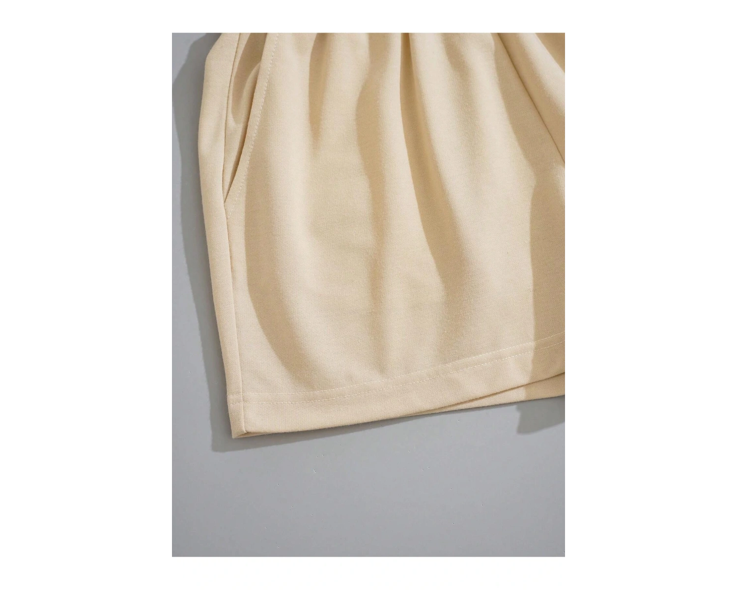 Solid Drawstring Waist Slant Pocket Şort