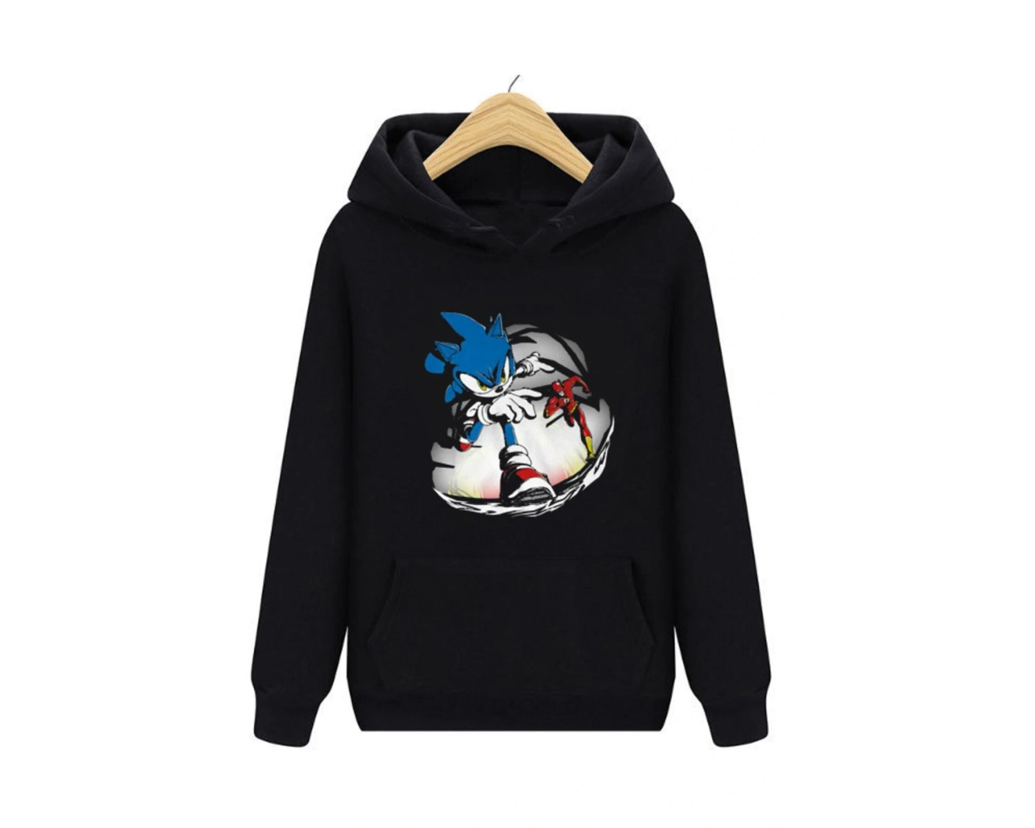 Sonic Siyah Unisex Kapşonlu Sweatshirt Yeni Model Sonıc Kirpi 00429