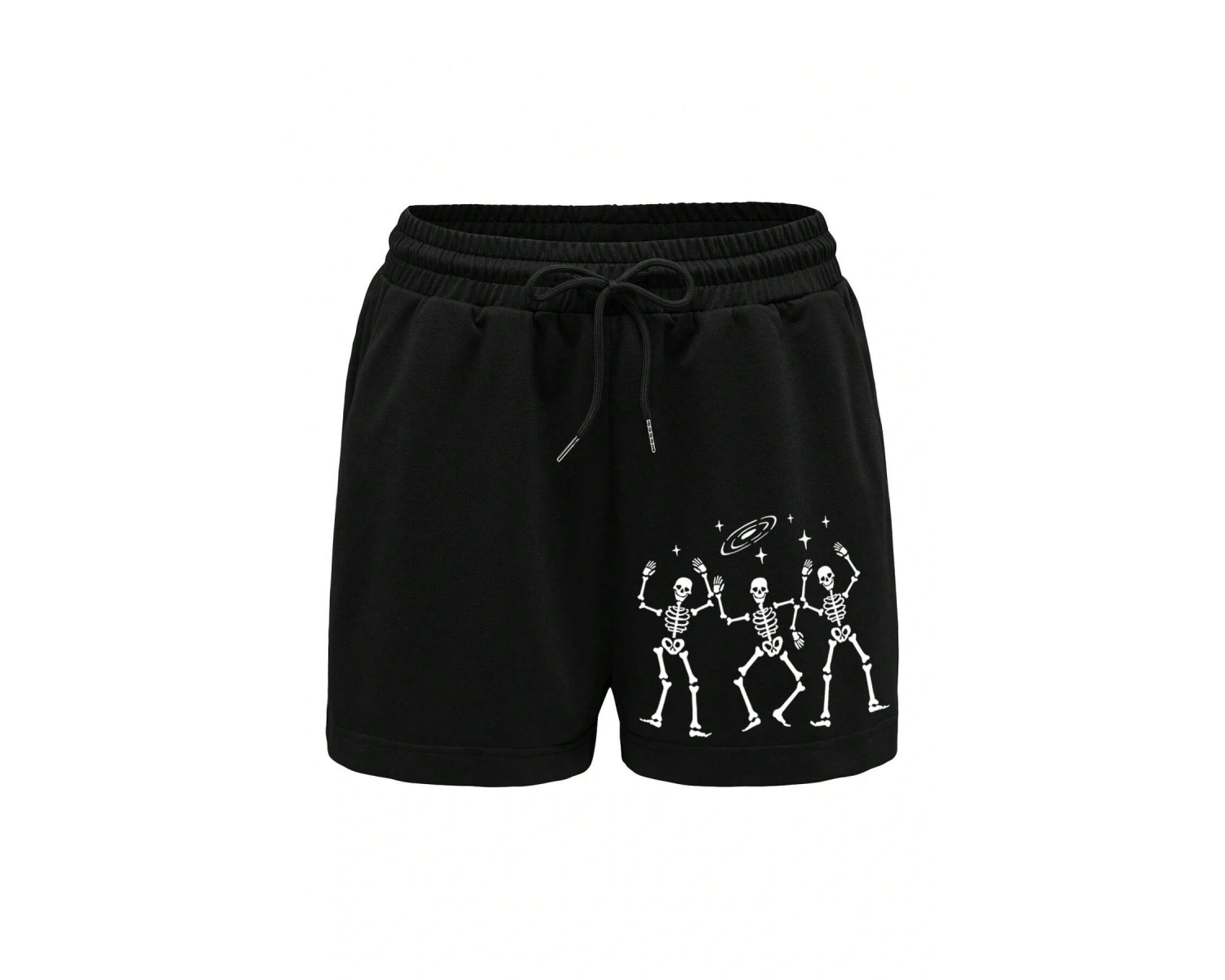 Spider Web & Heart Print Drawstring Waist Şort