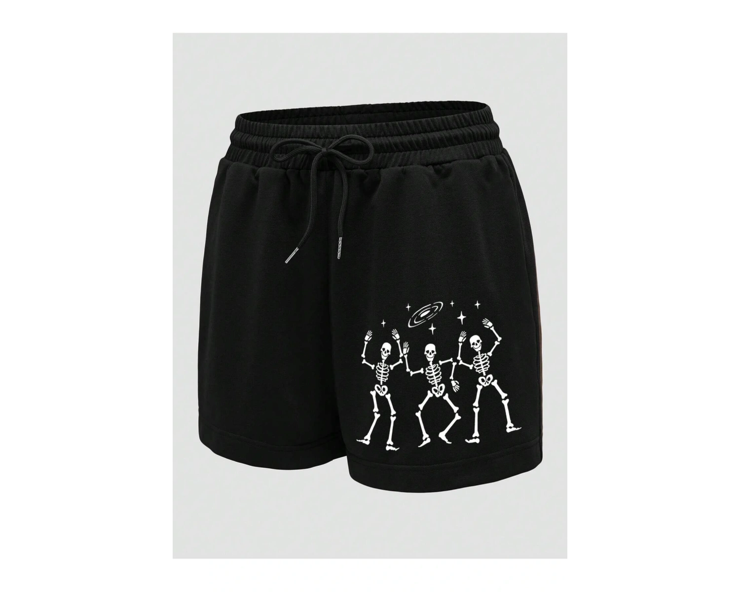 Spider Web & Heart Print Drawstring Waist Şort