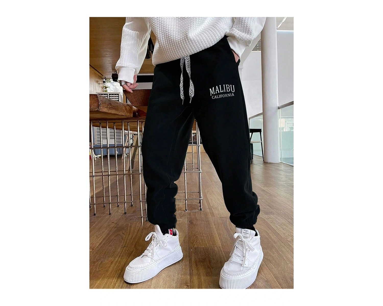 Sporsity Letter Graphic Drawstring Waist Eşofman Altı