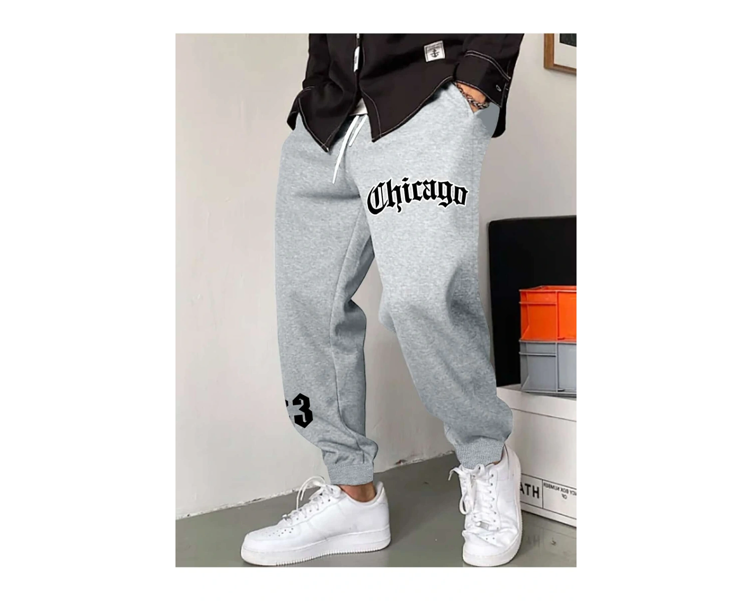 Sporsity Letter Graphic Slant Pocket Eşofman Altı