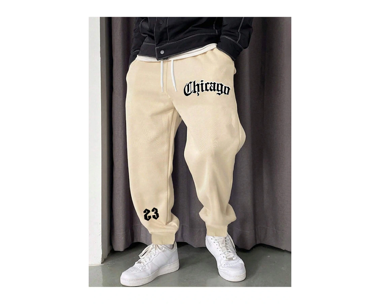 Sporsity Letter Graphic Slant Pocket Eşofman Altı