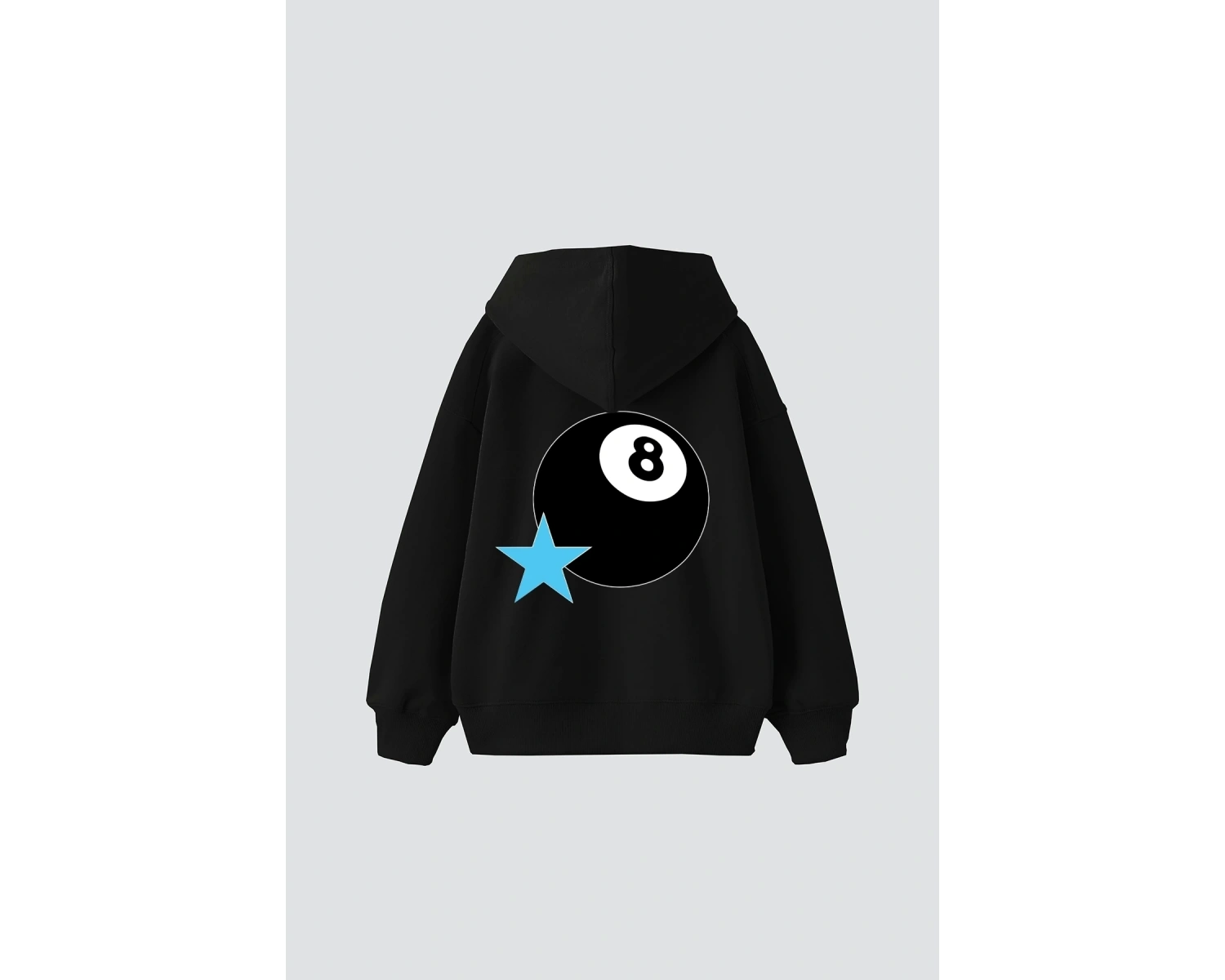 Star Eight Ball Baskılı Oversize Unisex Beyaz