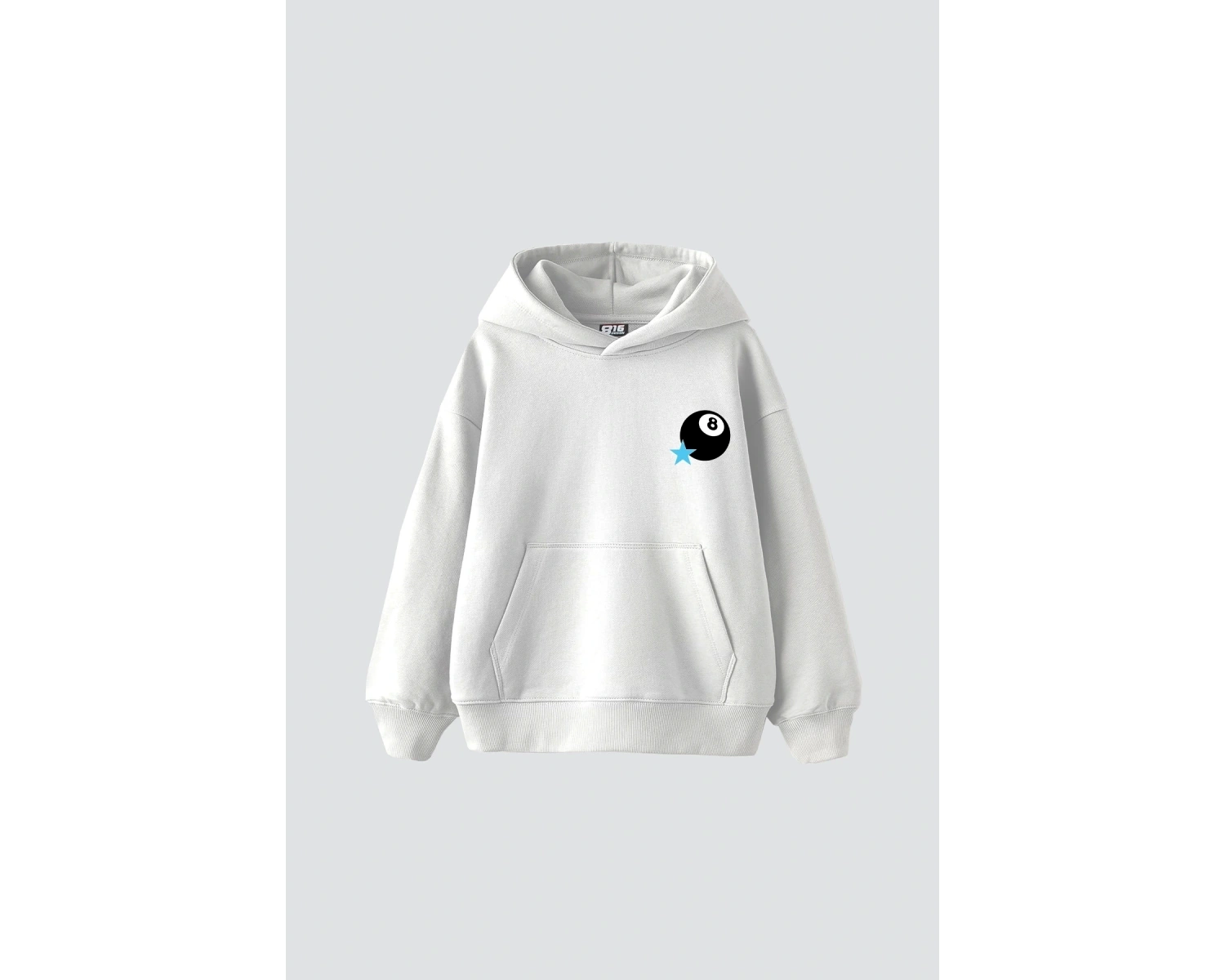 Star Eight Ball Baskılı Oversize Unisex Beyaz