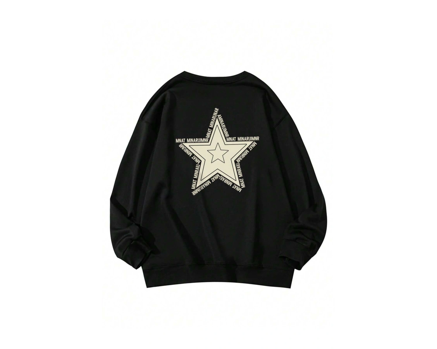 Star Pattern Drop Shoulder Oversized Pullover Siyah