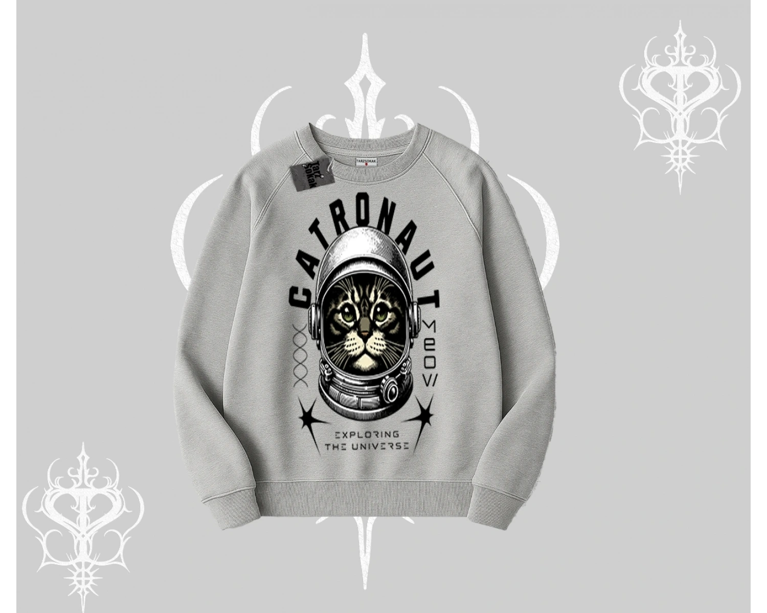 Stay Cool Kedi Baskılı Biskilet Sweatshirt