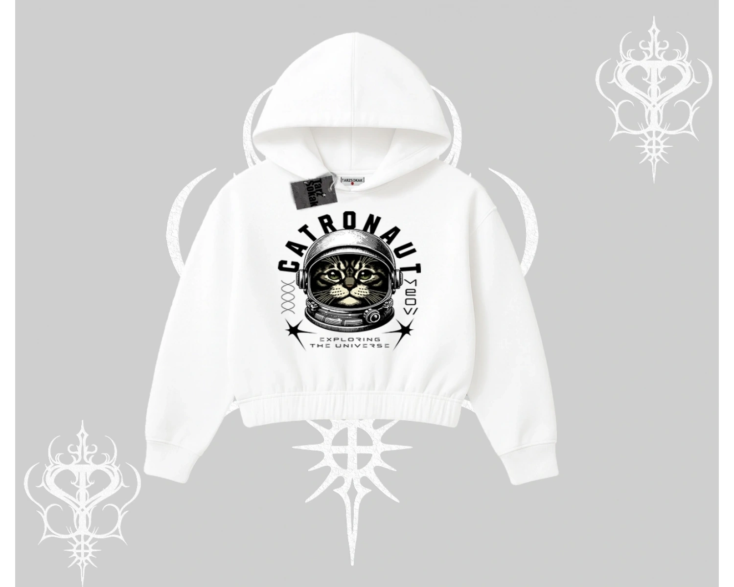 Stay Cool Kedi Baskılı Biskilet Sweatshirt