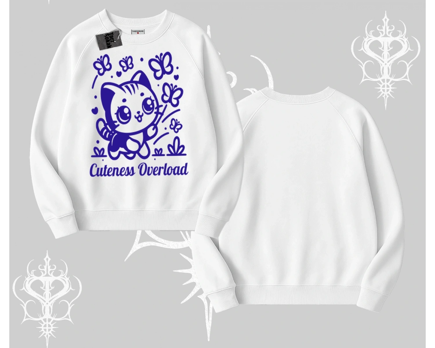 Stay Cool Kedi Baskılı Biskilet Sweatshirt