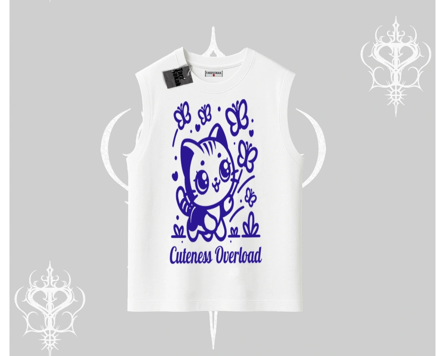 Stay Cool Kedi Baskılı Kapşonlu Sweatshirt