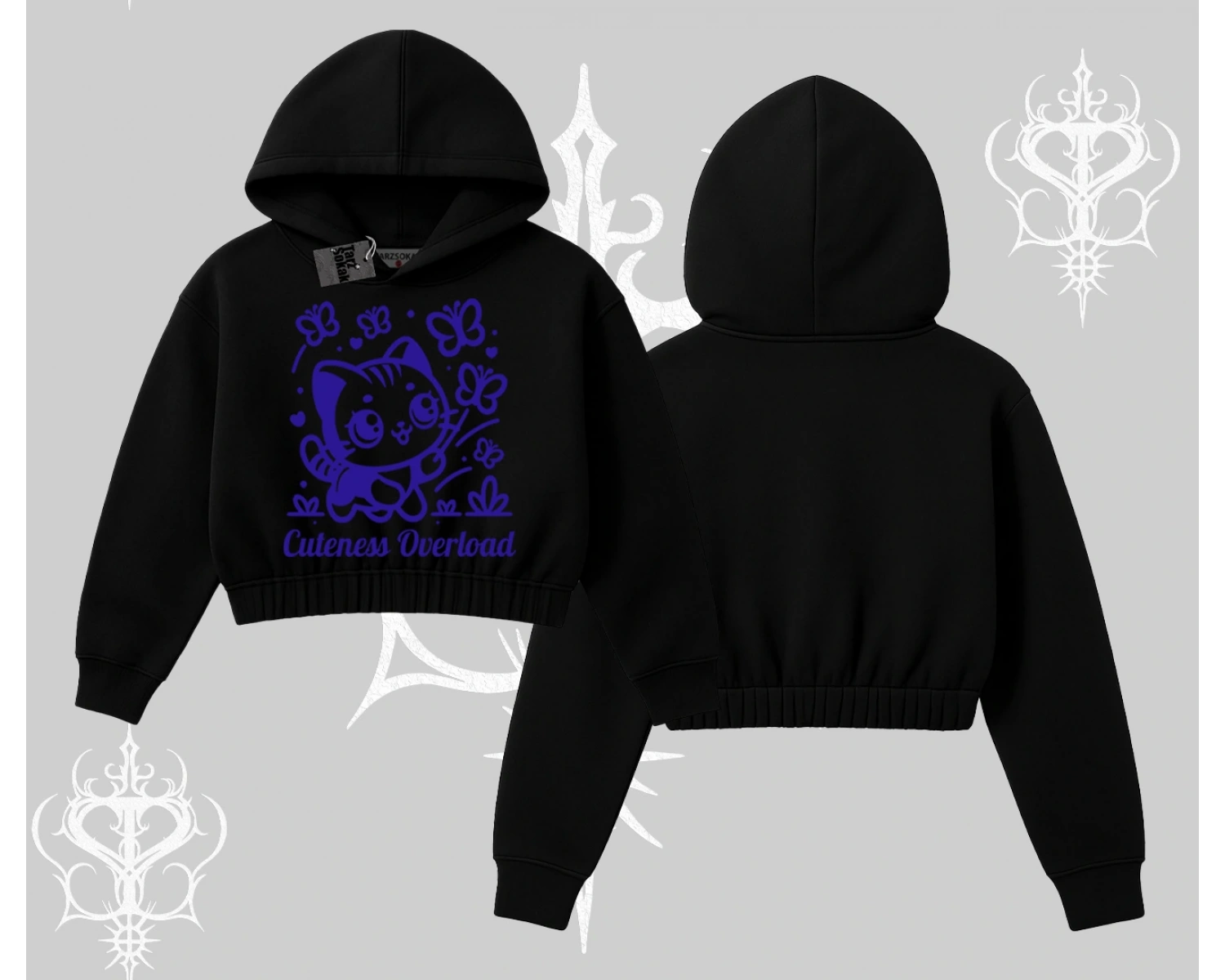 Stay Cool Kedi Baskılı Kayık Yaka Sweatshirt