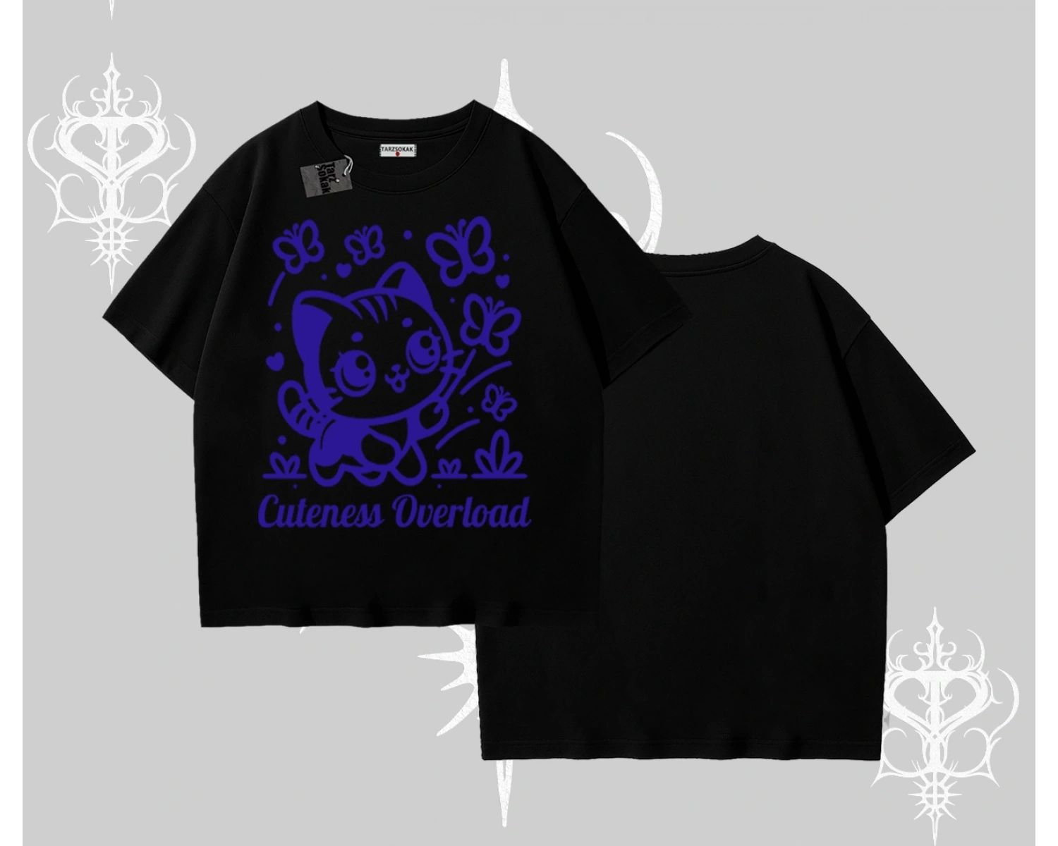 Stay Cool Kedi Baskılı Kayık Yaka Tshirt