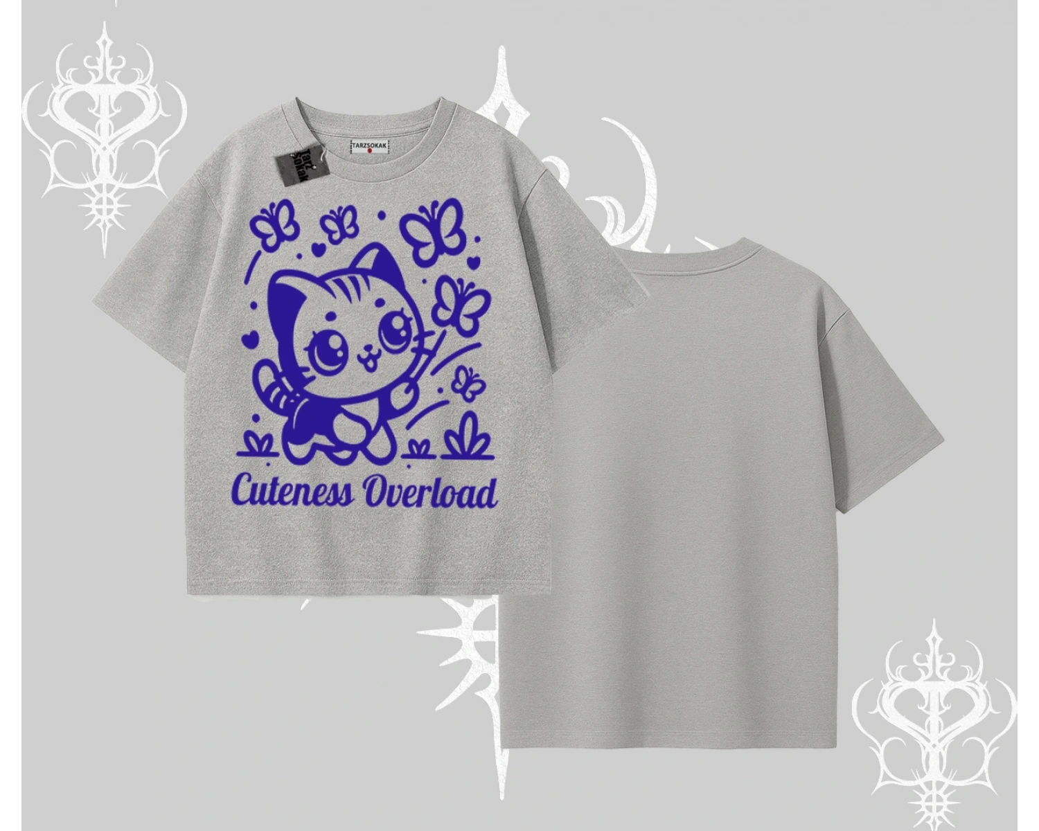 Stay Cool Kedi Baskılı Kayık Yaka Tshirt