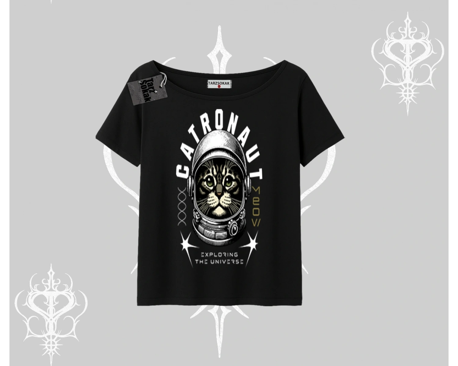 Stay Cool Kedi Baskılı Oversize Tshirt