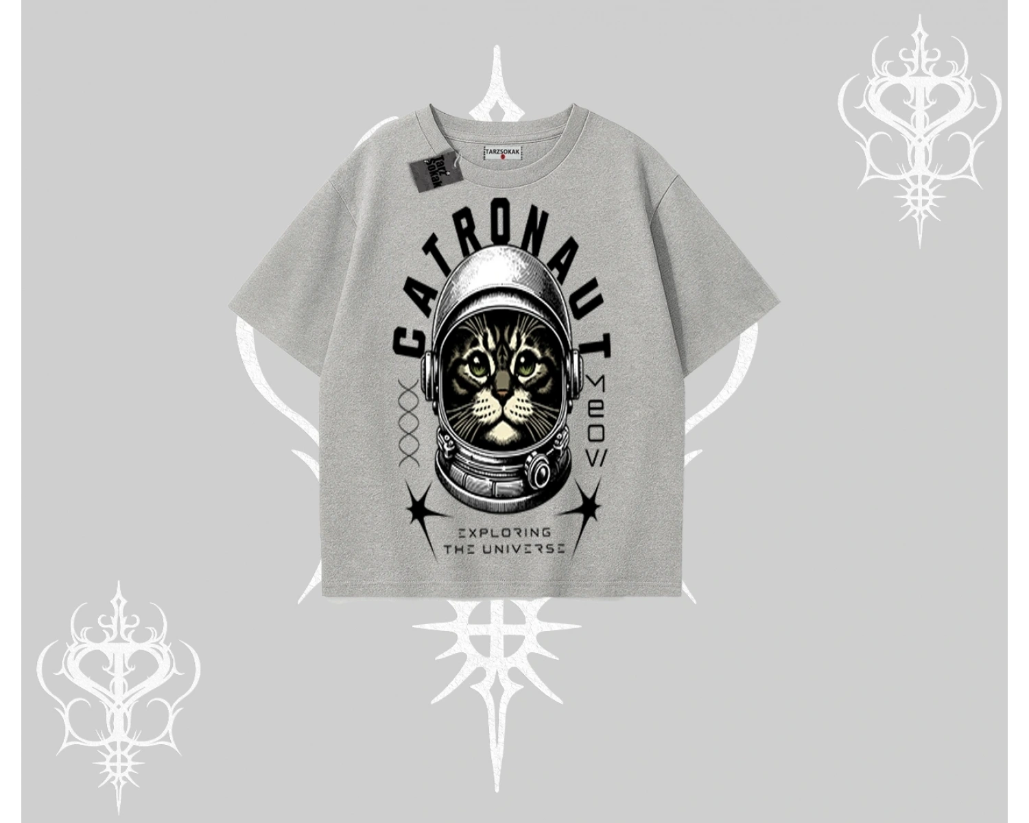 Stay Cool Kedi Baskılı Oversize Tshirt