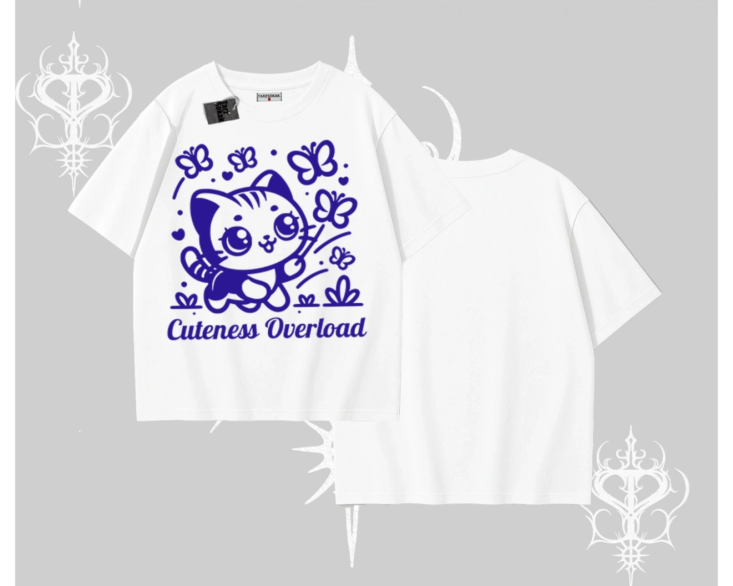 Stay Cool Kedi Baskılı Oversize Tshirt