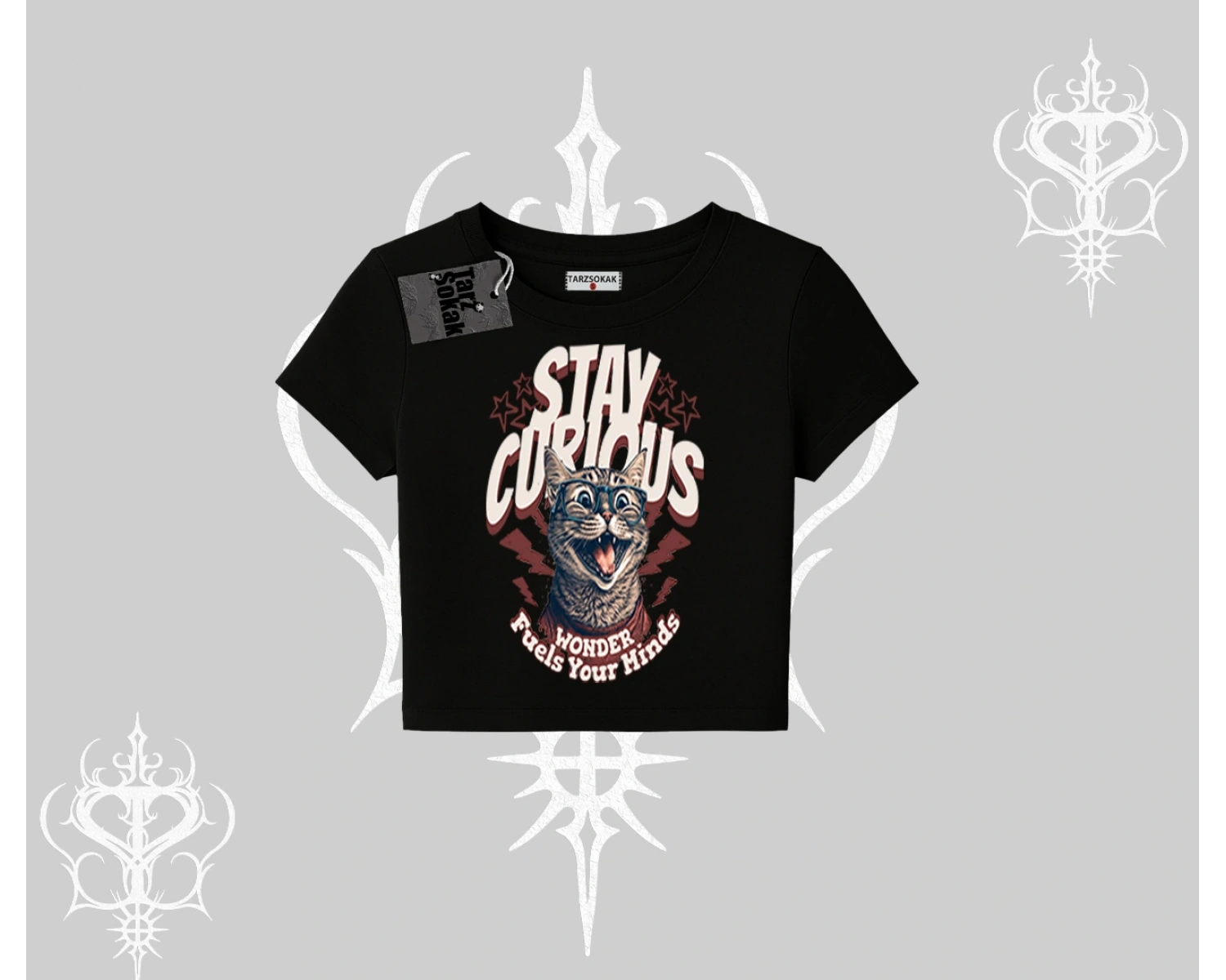 Stay Curious Kedi Baskılı Babby Tee Tshirt