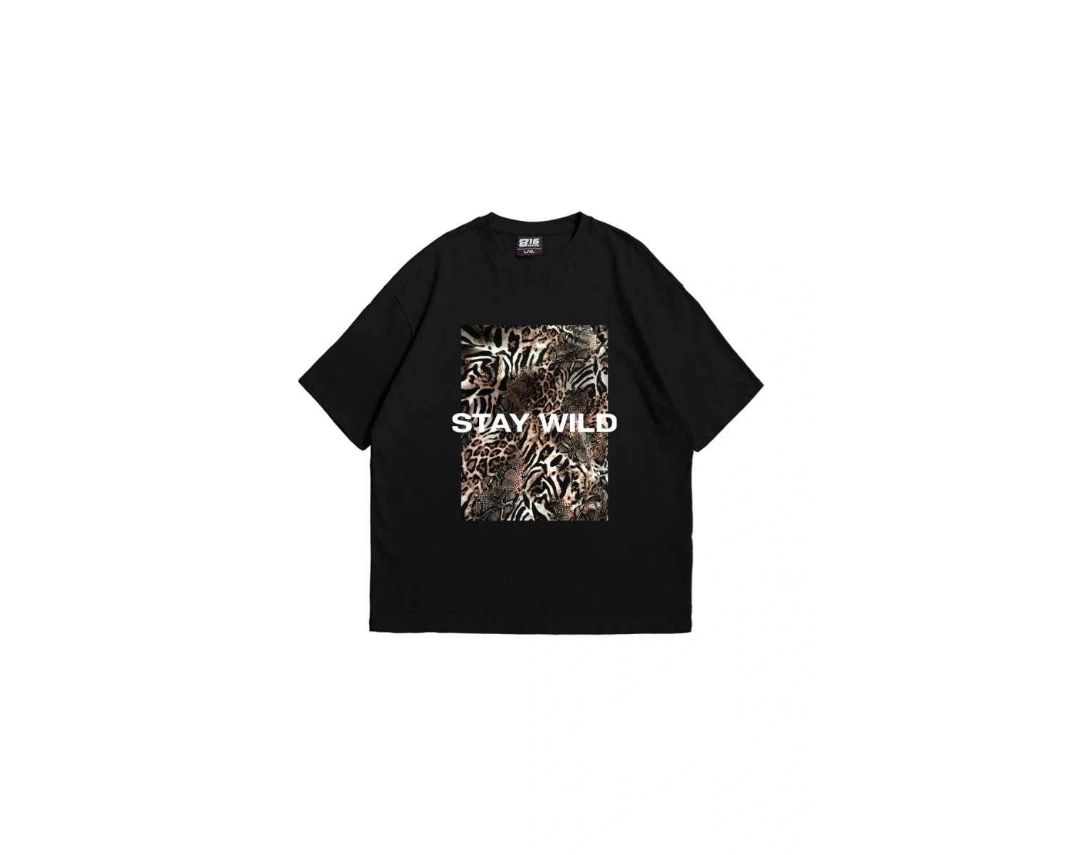 Stay Wild Leopar Baskılı 24/1 Oversize Unisex Beyaz