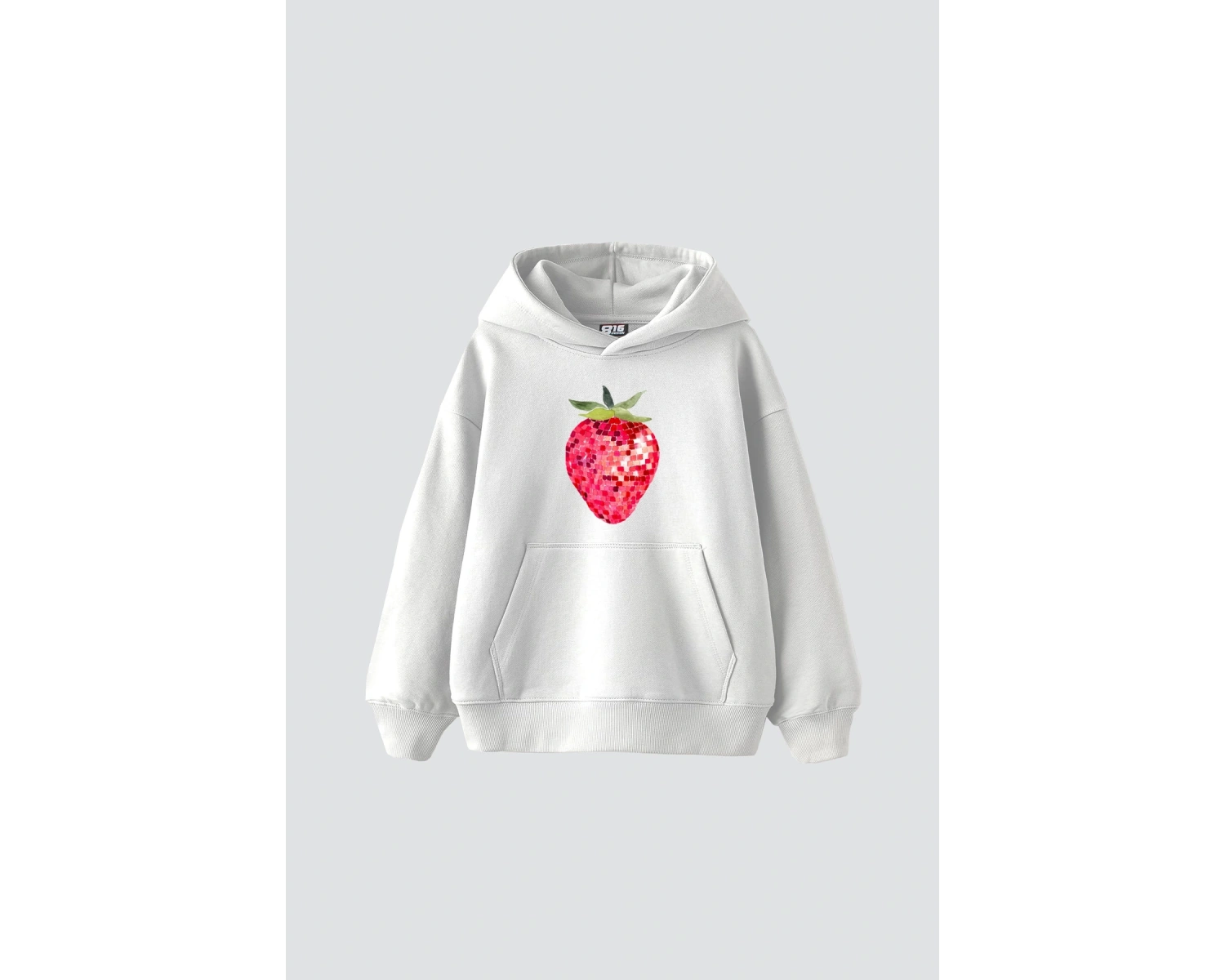 Strawberry Disco Baskılı Oversize Unisex Beyaz