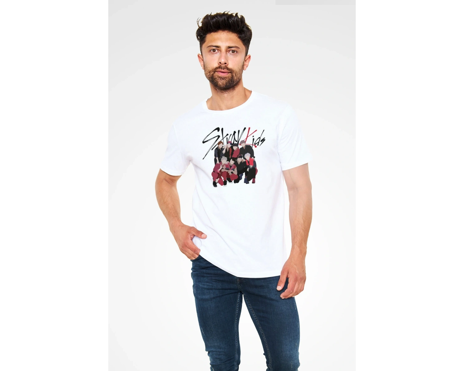 Stray Kids K-Pop Beyaz Unisex Tişört T-Shirt