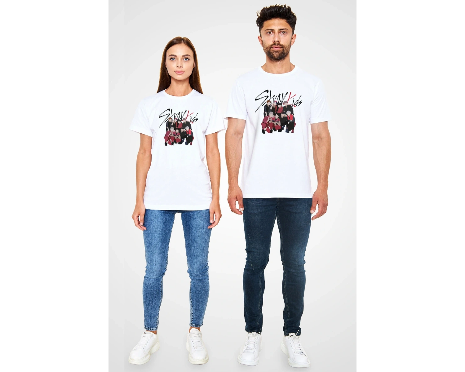 Stray Kids K-Pop Beyaz Unisex Tişört T-Shirt