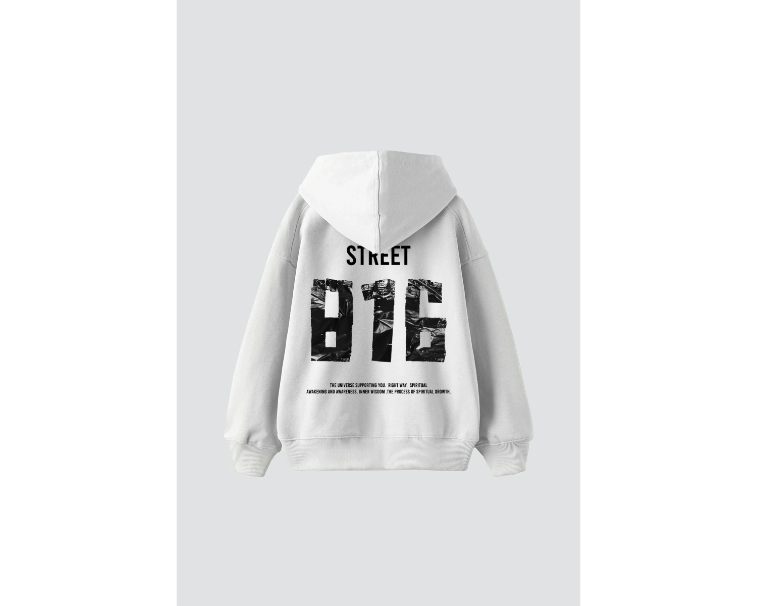 Street 816 Baskılı Oversize Unisex Premium Beyaz