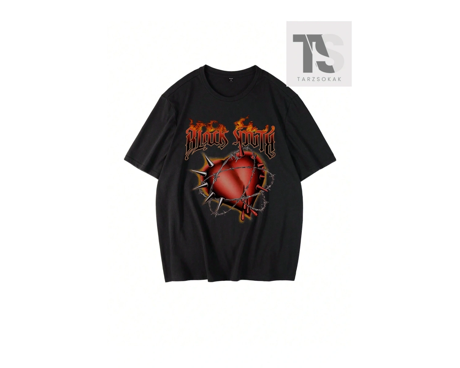 Street Life Erkek Alev Kalp Baskılı T-Shirt