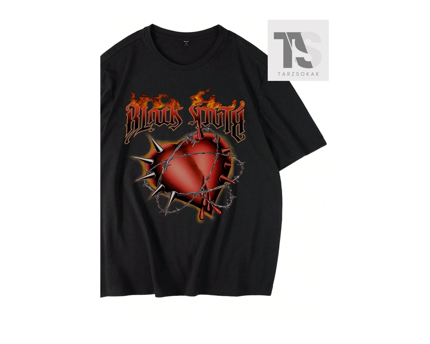 Street Life Erkek Alev Kalp Baskılı T-Shirt