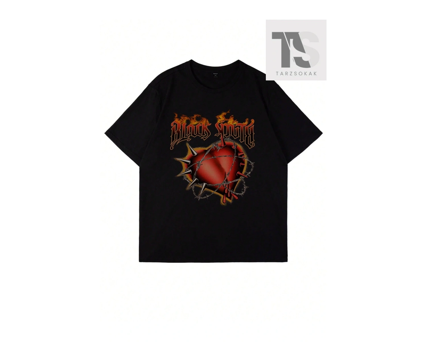 Street Life Erkek Alev Kalp Baskılı T-Shirt