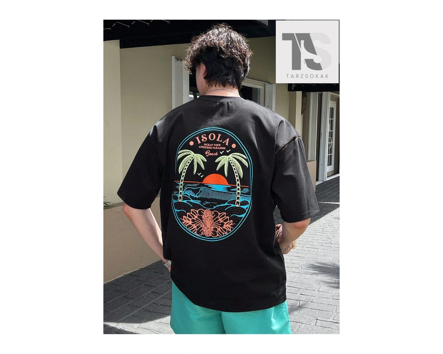 Street Life Erkek Araba ve Mektup Grafikli Tişört