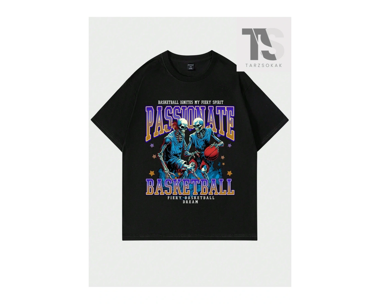 Street Life Erkek Gevşek Kesim Damla Omuz Kol Metin Ve Kalp Baskılı Tişört