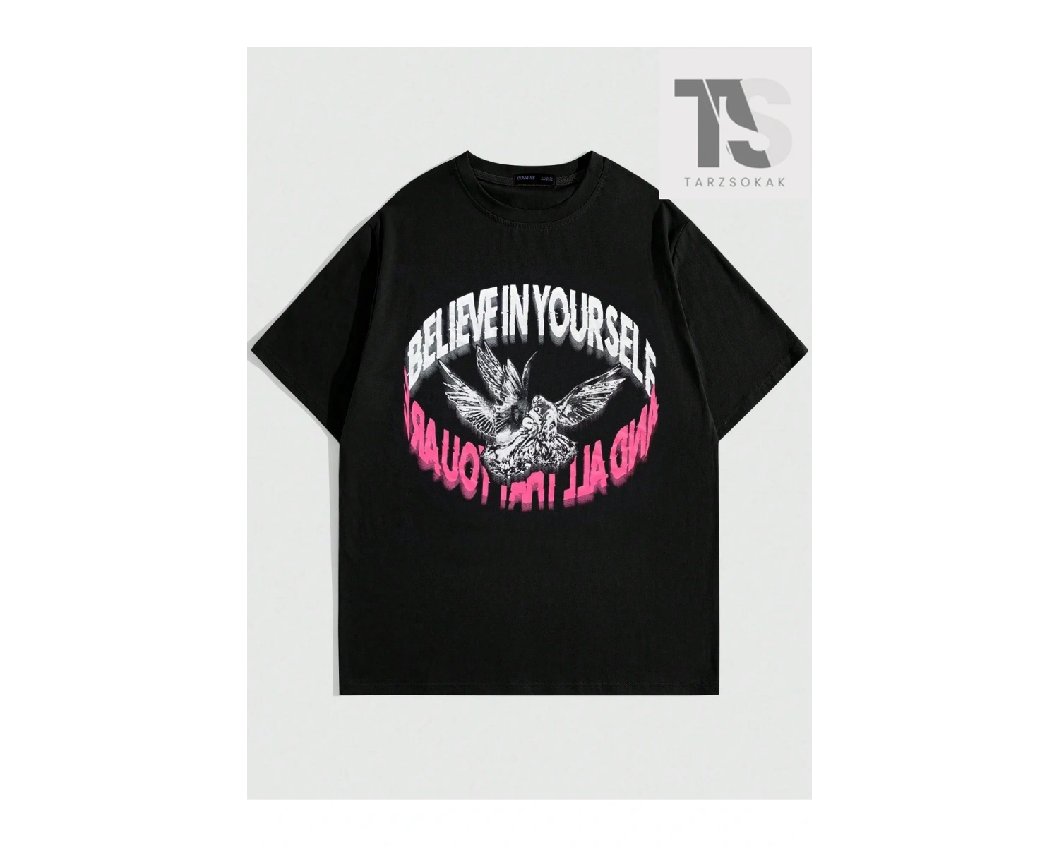 Street Life Erkek Güvercin ve Mektup Grafikli Tişört