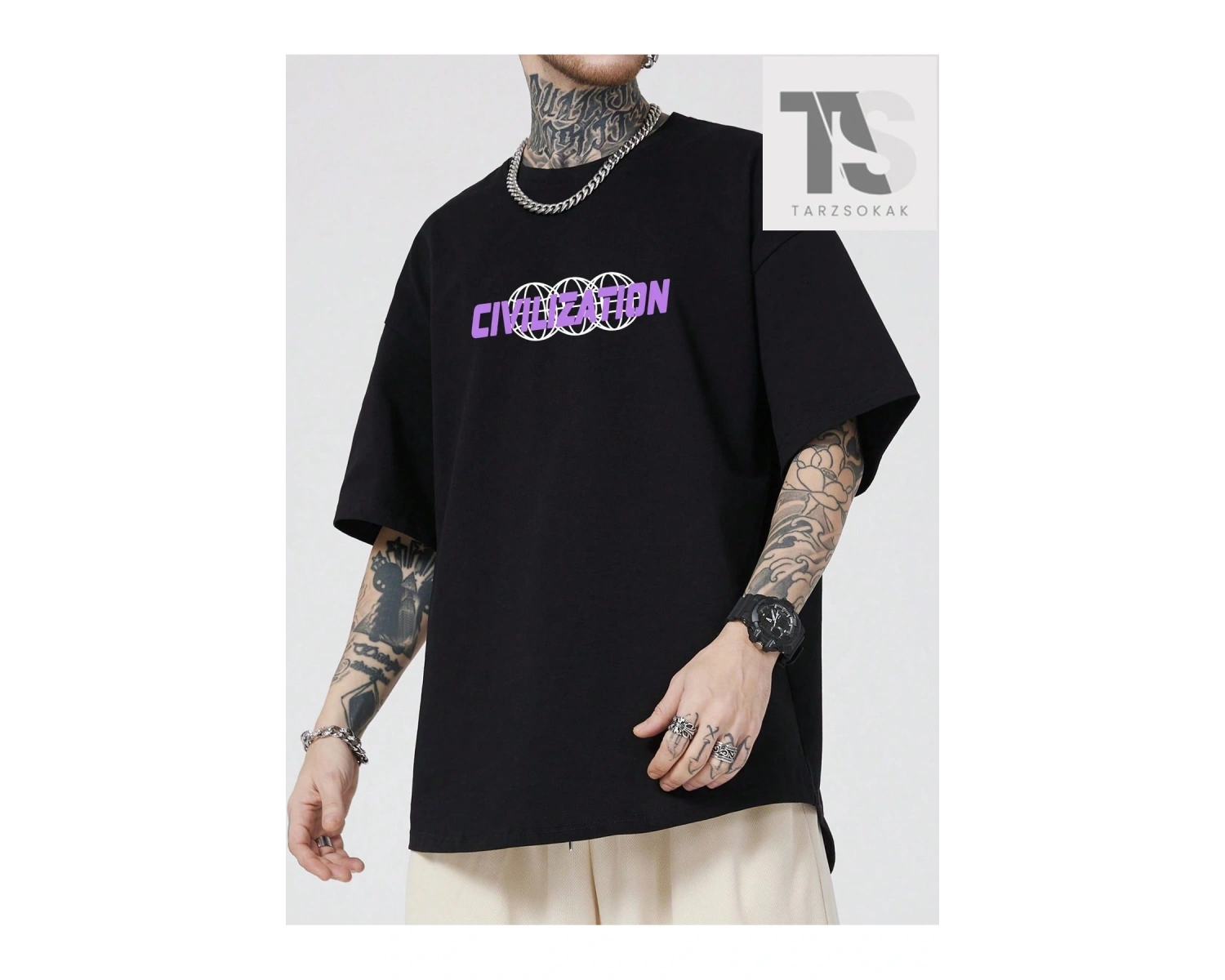 Street Life Erkek Kelebek Baskılı Tişört