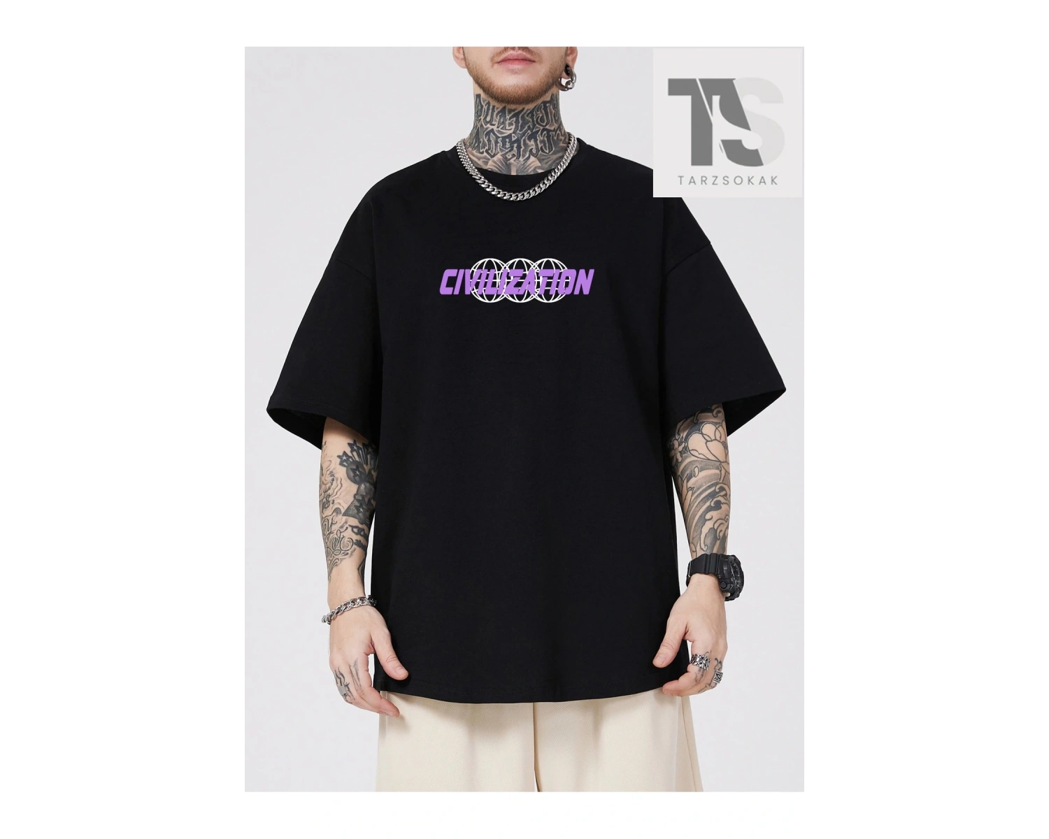 Street Life Erkek Kelebek Baskılı Tişört